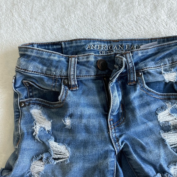 American Eagle Jean Shorts - Super Stretch Super Low Shortie 00 - Picture 2 of 6